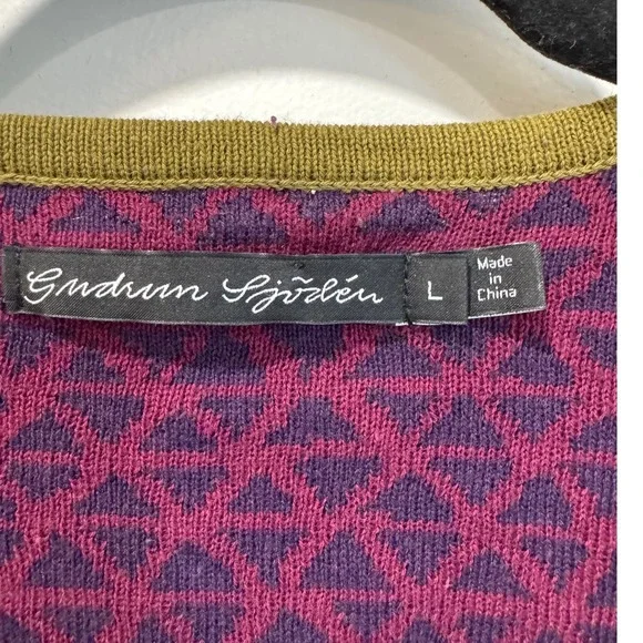 Gudrun Sjoden Purple Geometric Floral Embroidered Cardigan Sweater Size L - Picture 4 of 8